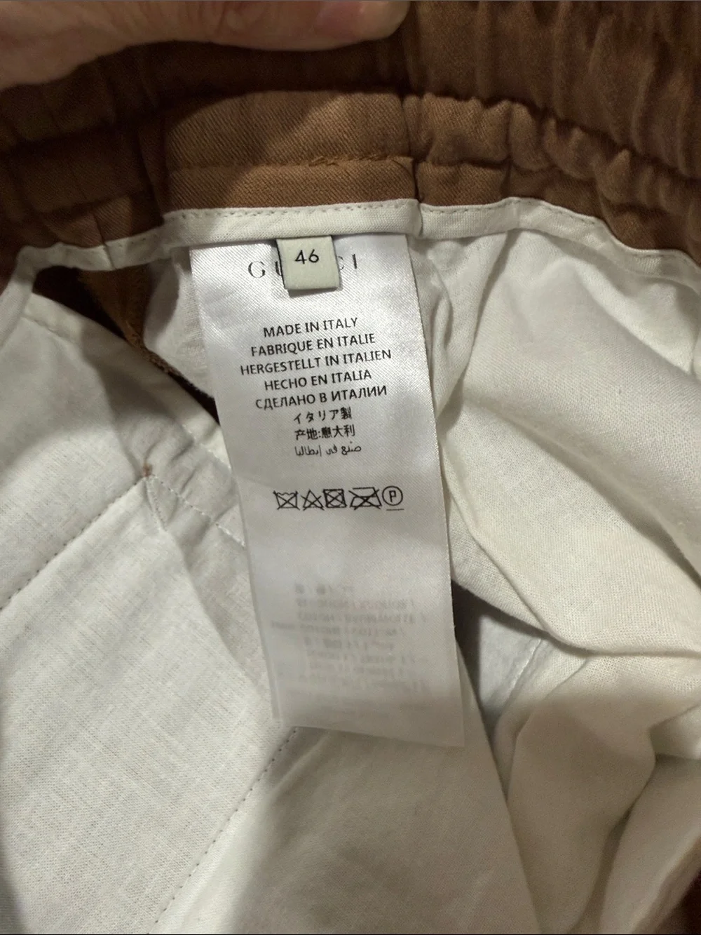 Gucci Military Drill Brown Cotton Elastic Tapered Pants Size 46